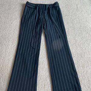 Black with White Pinstripe Trouser Pants from Loft (Size 2P)